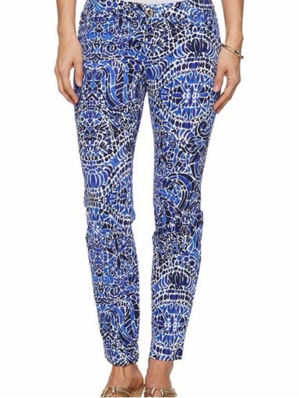 Lilly Pulitzer Kelly Skinny Ankle Pant Blue & White Patterned Skinny Ankle Pants